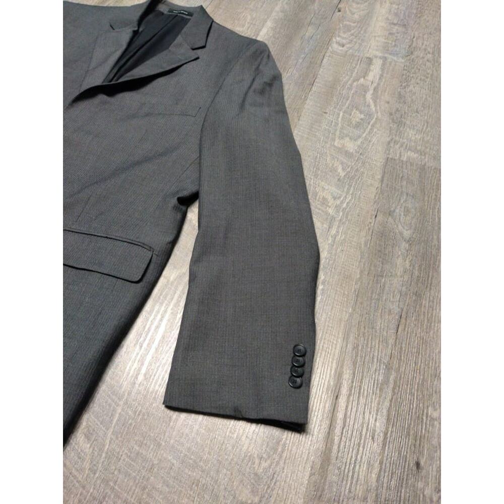 Awareness Kenneth Cole Mens 44L Gray Stripe Sports Coat 2 Button Duel Vent - Picture 3 of 15